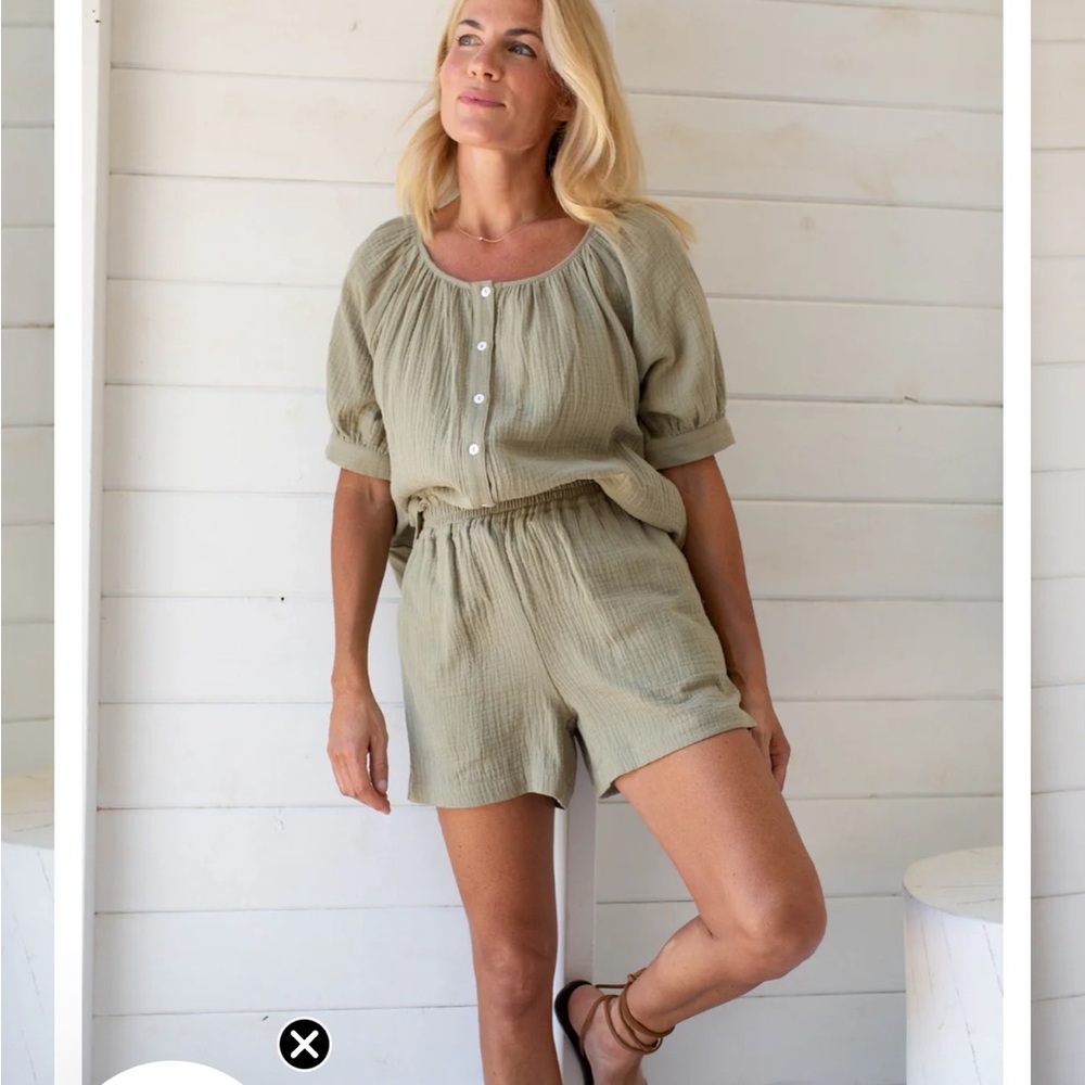 NWT // Marea // Ava Guaze Shorts and Everly Guaze Top // Succulent // Me…